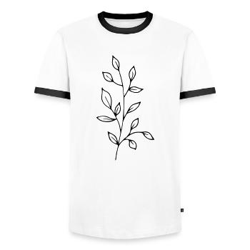 Branch branch leaf leaves plant nature mistletoe fir - Men's Ringer Shirt - white/black - Front - AI Model Female 172 light (172cm) & AI Model Male 178 dark (178cm)