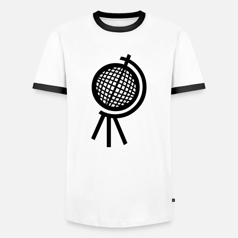 Globus - Männer Kontrast-T-Shirt - Weiß/Schwarz