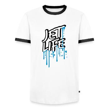 nass tropfen graffiti spray stempel cartoon comic - Männer Kontrast-T-Shirt - Weiß/Schwarz - Vorne - AI Model Female 172 light (172cm) & AI Model Male 178 dark (178cm)