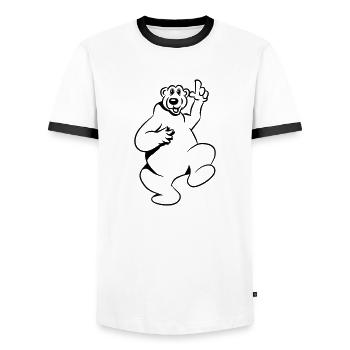 Bear happy funny - Men's Ringer Shirt - white/black - Front - AI Model Female 172 light (172cm) & AI Model Male 178 dark (178cm)