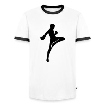 Muay Thai - T-shirt contrasté Homme - blanc/noir - Devant - AI Model Female 172 light (172cm) & AI Model Male 178 dark (178cm)
