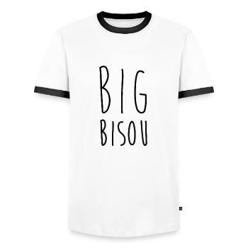 Big bisou - T-shirt contrasté Homme - blanc/noir - Devant - AI Model Female 172 light (172cm) & AI Model Male 178 dark (178cm)