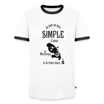 T shirt humour homme, femme, MArtinique, rhum vieu - T-shirt contrasté Homme - blanc/noir - Devant - AI Model Female 172 light (172cm) & AI Model Male 178 dark (178cm)