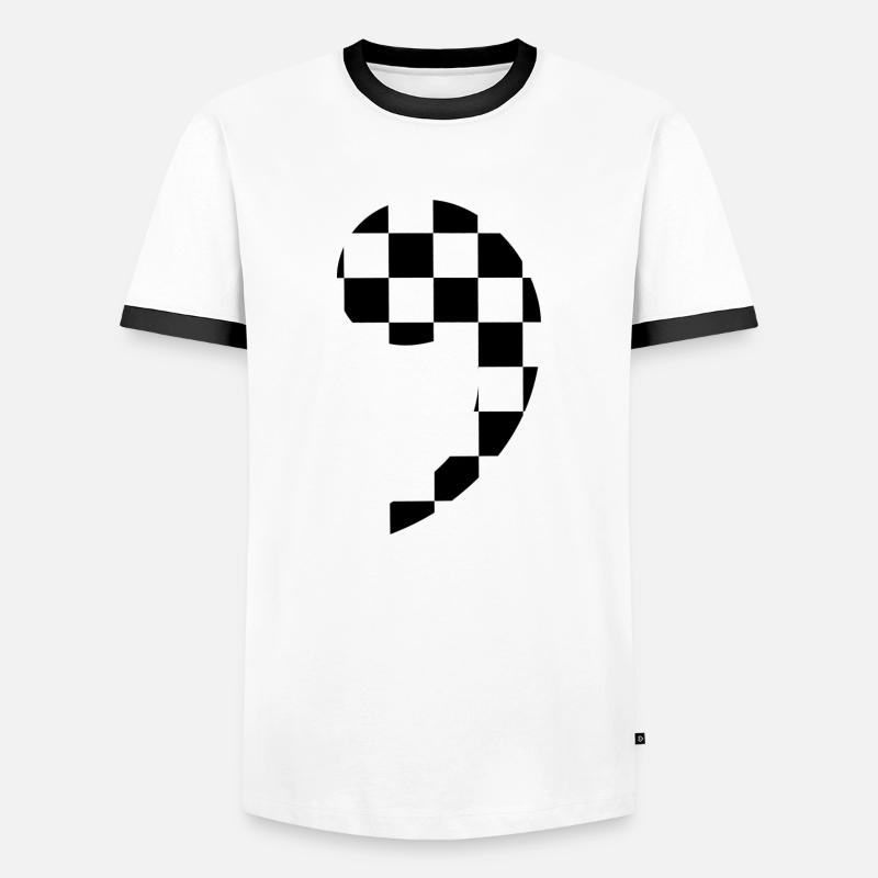 trendige karierte Komma-Geschenkidee Interpunktion - Männer Kontrast-T-Shirt - Weiß/Schwarz