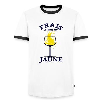 Pastis Apéro Humour Apéritif Frais Comme un Jaune - T-shirt contrasté Homme - blanc/noir - Devant - AI Model Female 172 light (172cm) & AI Model Male 178 dark (178cm)