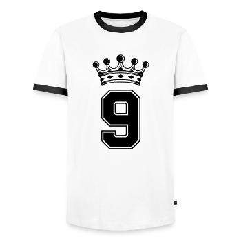 9 krone - Männer Kontrast-T-Shirt - Weiß/Schwarz - Vorne - AI Model Female 172 light (172cm) & AI Model Male 178 dark (178cm)