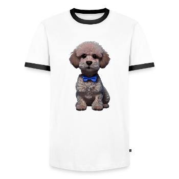 Dog owner Poodle Dog love Poodle puppy Dog puppy - Men's Ringer Shirt - white/black - Front - AI Model Female 172 light (172cm) & AI Model Male 178 dark (178cm)