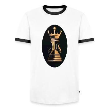 Schach Figur König - Männer Kontrast-T-Shirt - Weiß/Schwarz - Vorne - AI Model Female 172 light (172cm) & AI Model Male 178 dark (178cm)