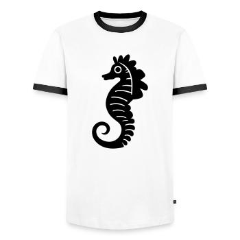 Sea horse - Men's Ringer Shirt - white/black - Front - AI Model Female 172 light (172cm) & AI Model Male 178 dark (178cm)