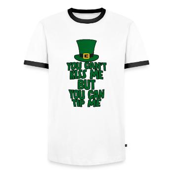 You Can't Kiss Me But You Can Tip Me 2 - Männer Kontrast-T-Shirt - Weiß/Schwarz - Vorne - AI Model Female 172 light (172cm) & AI Model Male 178 dark (178cm)
