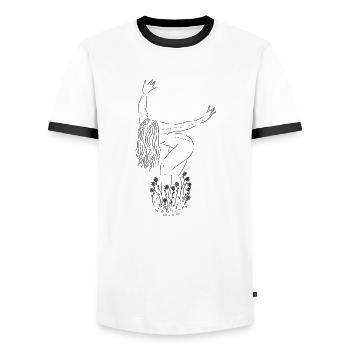 Déesse de la nature - T-shirt contrasté Homme - blanc/noir - Devant - AI Model Female 172 light (172cm) & AI Model Male 178 dark (178cm)