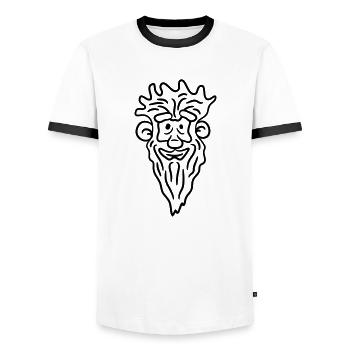 Lustiges Opa Gesicht Comic Stil langer grauer Bart - Männer Kontrast-T-Shirt - Weiß/Schwarz - Vorne - AI Model Female 172 light (172cm) & AI Model Male 178 dark (178cm)