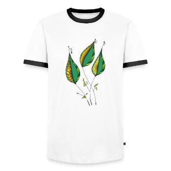 Liste - Männer Kontrast-T-Shirt - Weiß/Schwarz - Vorne - AI Model Female 172 light (172cm) & AI Model Male 178 dark (178cm)