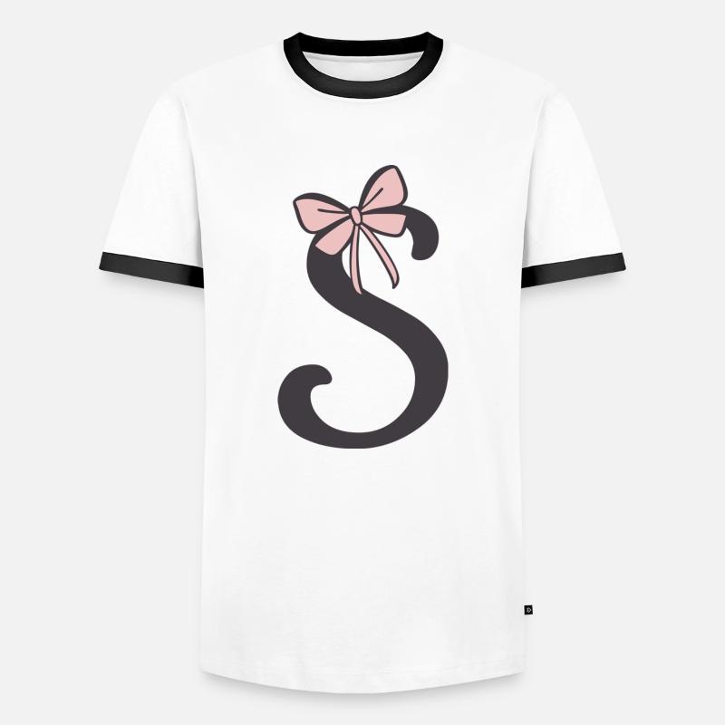 Anfangsbuchstabe S Schleifchen - Männer Kontrast-T-Shirt - Weiß/Schwarz