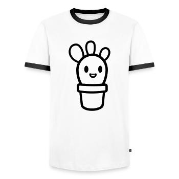 Kaktus - Männer Kontrast-T-Shirt - Weiß/Schwarz - Vorne - AI Model Female 172 light (172cm) & AI Model Male 178 dark (178cm)