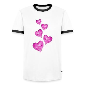 Coeurs Symbole Mariage - T-shirt contrasté Homme - blanc/noir - Devant - AI Model Female 172 light (172cm) & AI Model Male 178 dark (178cm)