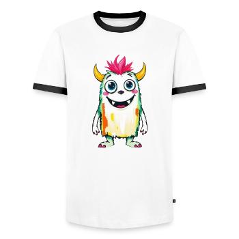 Bunte Monsterkunst - Niedlicher & verspielter Charakter - Männer Kontrast-T-Shirt - Weiß/Schwarz - Vorne - AI Model Female 172 light (172cm) & AI Model Male 178 dark (178cm)