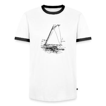sailing - Men's Ringer Shirt - white/black - Front - AI Model Female 172 light (172cm) & AI Model Male 178 dark (178cm)