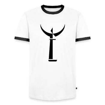 Trident Camarguais - T-shirt contrasté Homme - blanc/noir - Devant - AI Model Female 172 light (172cm) & AI Model Male 178 dark (178cm)