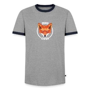Fuchs Low Poly Design Spruch: Zero Fucks Given - Männer Kontrast-T-Shirt - Grau/Navy  - Vorne - AI Model Female 172 light (172cm) & AI Model Male 178 light (178cm)