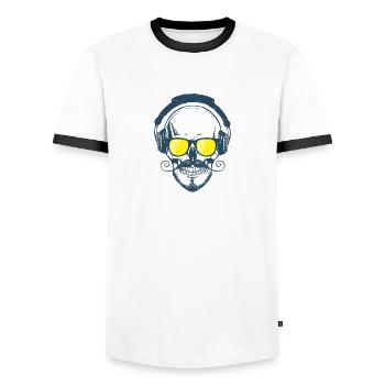 Amazing skull design with headphones - Männer Kontrast-T-Shirt - Weiß/Schwarz - Vorne - AI Model Female 172 light (172cm) & AI Model Male 178 dark (178cm)