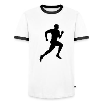 Running (super cheap!) - T-shirt contrasté Homme - blanc/noir - Devant - AI Model Female 172 light (172cm) & AI Model Male 178 dark (178cm)