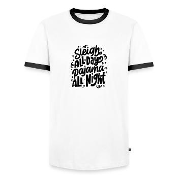 Sleigh All Day - Funny Christmas Saying - Men's Ringer Shirt - white/black - Front - AI Model Female 172 light (172cm) & AI Model Male 178 dark (178cm)