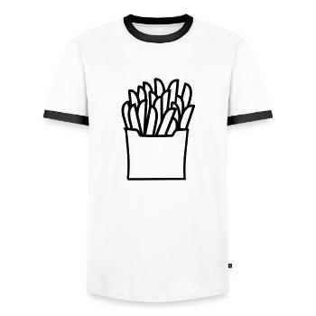 Fries - Men's Ringer Shirt - white/black - Front - AI Model Female 172 light (172cm) & AI Model Male 178 dark (178cm)