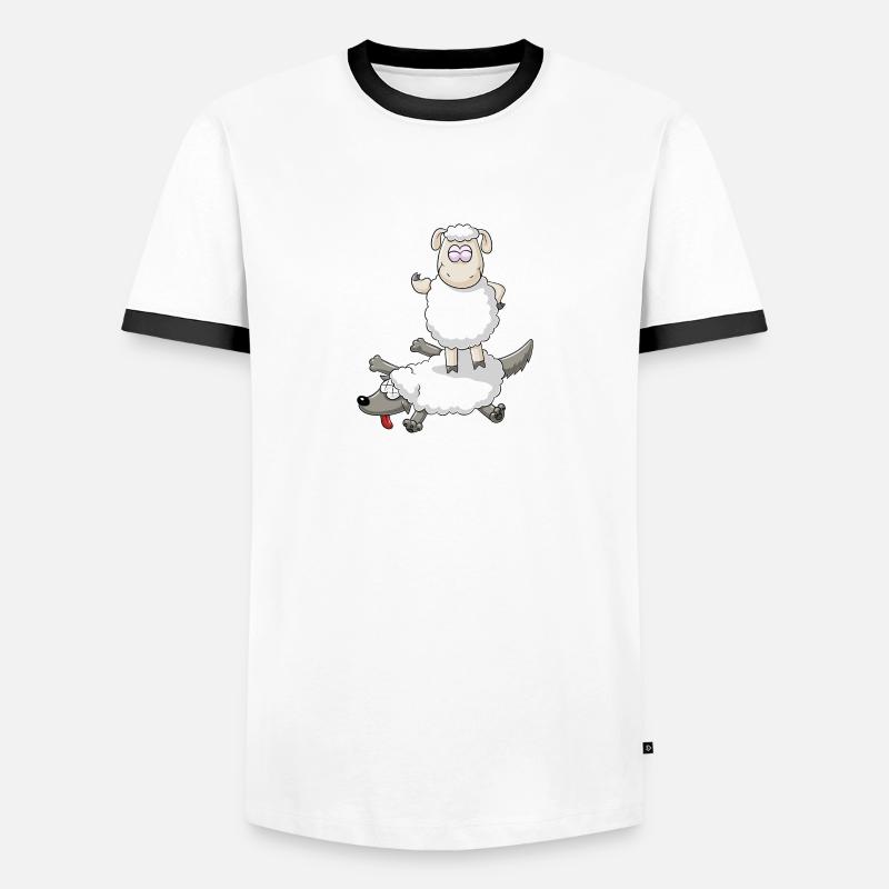 Sieg der Schafe - Männer Kontrast-T-Shirt - Weiß/Schwarz