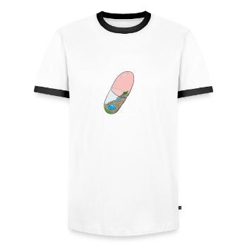 Tortuee-Pille - Männer Kontrast-T-Shirt - Weiß/Schwarz - Vorne - AI Model Female 172 light (172cm) & AI Model Male 178 dark (178cm)