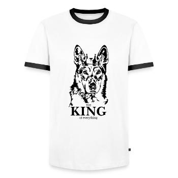 Tschechoslowakischer Wolfhund King of everything - Männer Kontrast-T-Shirt - Weiß/Schwarz - Vorne - AI Model Female 172 light (172cm) & AI Model Male 178 dark (178cm)