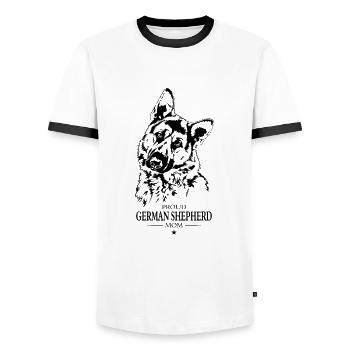 German Shepherd Mom Hunde Hund Wilsigns - Männer Kontrast-T-Shirt - Weiß/Schwarz - Vorne - AI Model Female 172 light (172cm) & AI Model Male 178 dark (178cm)