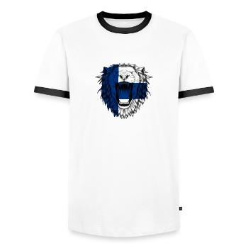 Finland - Men's Ringer Shirt - white/black - Front - AI Model Female 172 light (172cm) & AI Model Male 178 dark (178cm)