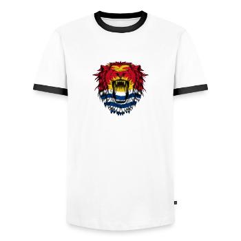 Kiribati - Männer Kontrast-T-Shirt - Weiß/Schwarz - Vorne - AI Model Female 172 light (172cm) & AI Model Male 178 dark (178cm)