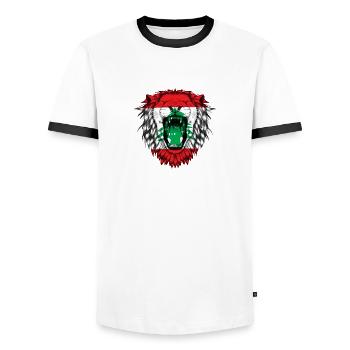 Libanon - Männer Kontrast-T-Shirt - Weiß/Schwarz - Vorne - AI Model Female 172 light (172cm) & AI Model Male 178 dark (178cm)