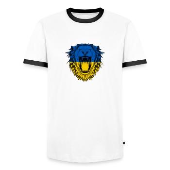 Ukraine - Men's Ringer Shirt - white/black - Front - AI Model Female 172 light (172cm) & AI Model Male 178 dark (178cm)