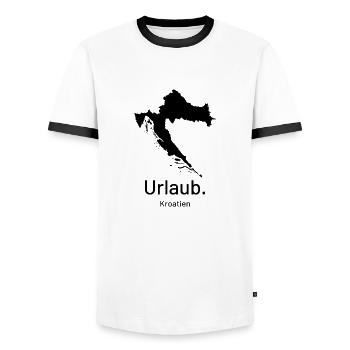 Kroatien. Urlaub. - Männer Kontrast-T-Shirt - Weiß/Schwarz - Vorne - AI Model Female 172 light (172cm) & AI Model Male 178 dark (178cm)