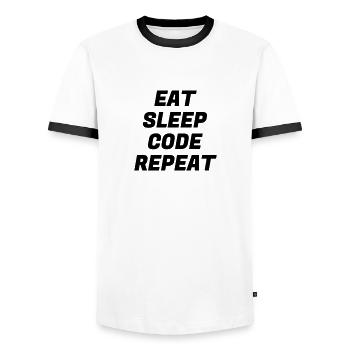 Developer Entwickler Développeur Computer Geek - Men's Ringer Shirt - white/black - Front - AI Model Female 172 light (172cm) & AI Model Male 178 dark (178cm)