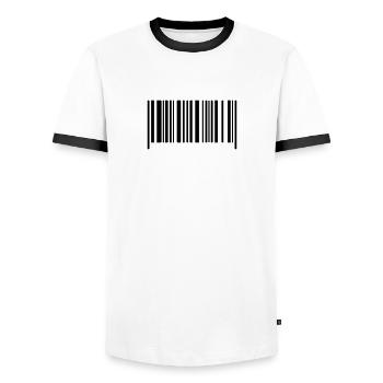 barcode - Men's Ringer Shirt - white/black - Front - AI Model Female 172 light (172cm) & AI Model Male 178 dark (178cm)