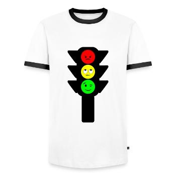 Happy traffic light - Kids motif - Men's Ringer Shirt - white/black - Front - AI Model Female 172 light (172cm) & AI Model Male 178 dark (178cm)