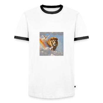 Psalm 23, Bibelvers, Jesus Christus - Männer Kontrast-T-Shirt - Weiß/Schwarz - Vorne - AI Model Female 172 light (172cm) & AI Model Male 178 dark (178cm)