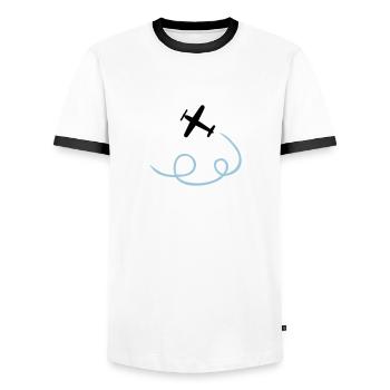 Flugzeug - Männer Kontrast-T-Shirt - Weiß/Schwarz - Vorne - AI Model Female 172 light (172cm) & AI Model Male 178 dark (178cm)