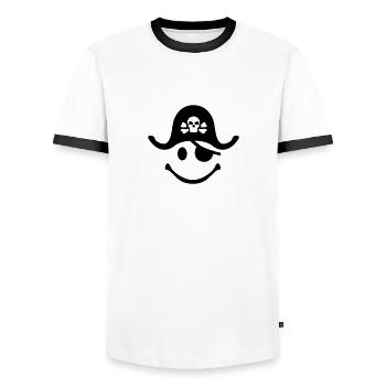 Smiley Pirate - Men's Ringer Shirt - white/black - Front - AI Model Female 172 light (172cm) & AI Model Male 178 dark (178cm)