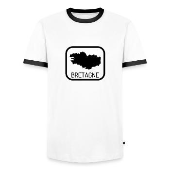 Bretagne / Breton / Bretonne / BZH / Breizh - T-shirt contrasté Homme - blanc/noir - Devant - AI Model Female 172 light (172cm) & AI Model Male 178 dark (178cm)