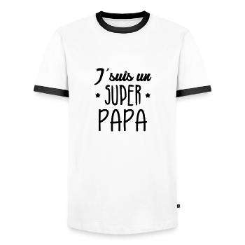 Dad Daddy Papa Vati Vater Father's Day Baby - Men's Ringer Shirt - white/black - Front - AI Model Female 172 light (172cm) & AI Model Male 178 dark (178cm)