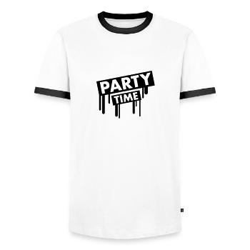 party_time_graffiti - T-shirt contrasté Homme - blanc/noir - Devant - AI Model Female 172 light (172cm) & AI Model Male 178 dark (178cm)