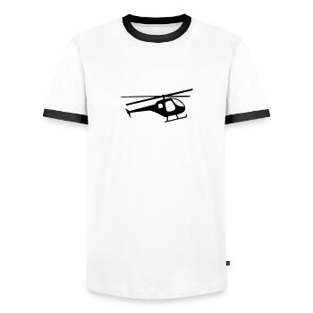 Hubschrauber, Helikopter, - Männer Kontrast-T-Shirt - Weiß/Schwarz - Vorne - AI Model Female 172 light (172cm) & AI Model Male 178 dark (178cm)