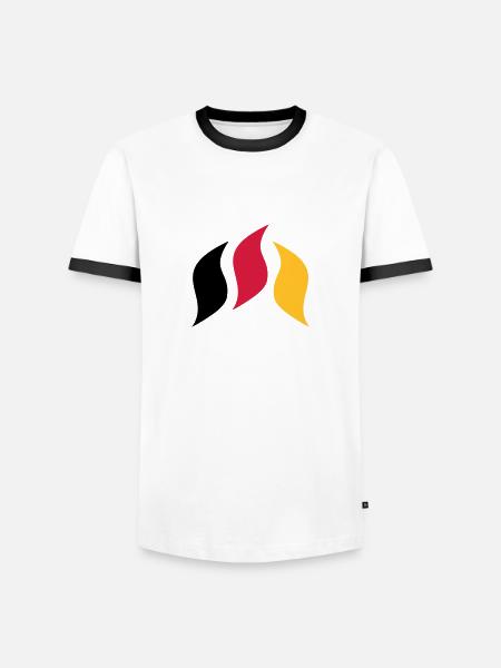 Drapeau pays flammes - T-shirt contrasté Homme - blanc/noir