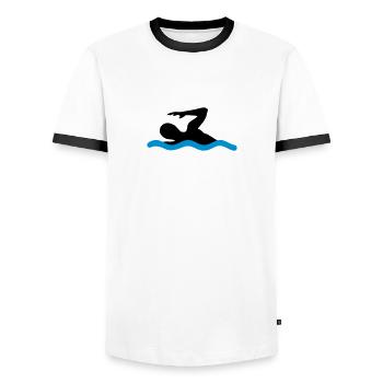 schwimmen - Männer Kontrast-T-Shirt - Weiß/Schwarz - Vorne - AI Model Female 172 light (172cm) & AI Model Male 178 dark (178cm)