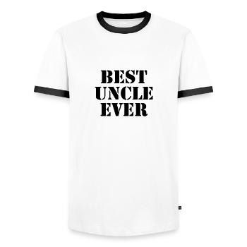 Best Uncle ever - Men's Ringer Shirt - white/black - Front - AI Model Female 172 light (172cm) & AI Model Male 178 dark (178cm)